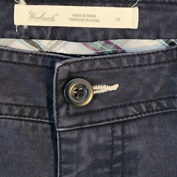 Woolrich Women's Straight Leg Brushed Cotton Canvas Pants Navy Size 14 - Picture 4 of 10